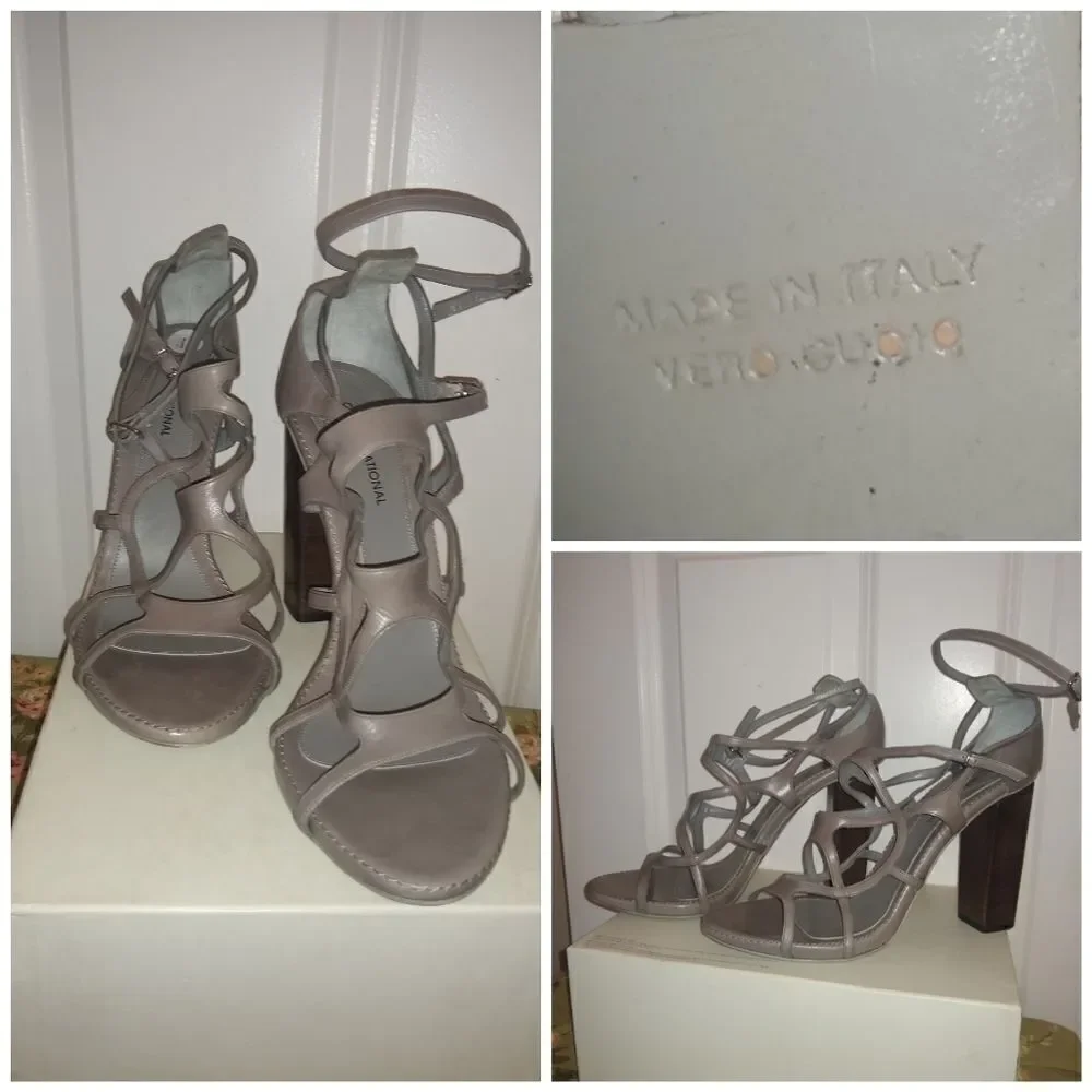 Costume National grey Strappy Cage Heels Made in Italy Size 11 – 4” Block Heel